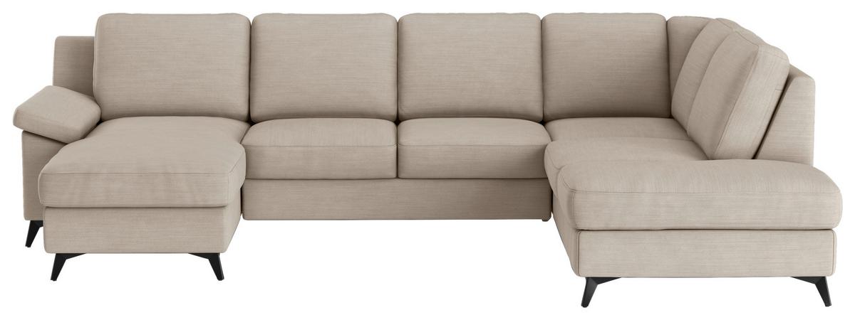 Wohnlandschaft Boom, Dunkelgrau 156x309x204 - Beige/Schwarz, KONVENTIONELL, Textil (156/309/204cm) - Cotta