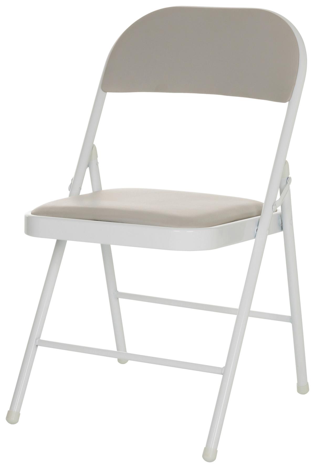 Klappstuhl Tudela W - Weiß/Grau, Basics, Leder/Metall (44/80/49cm) - MID.YOU