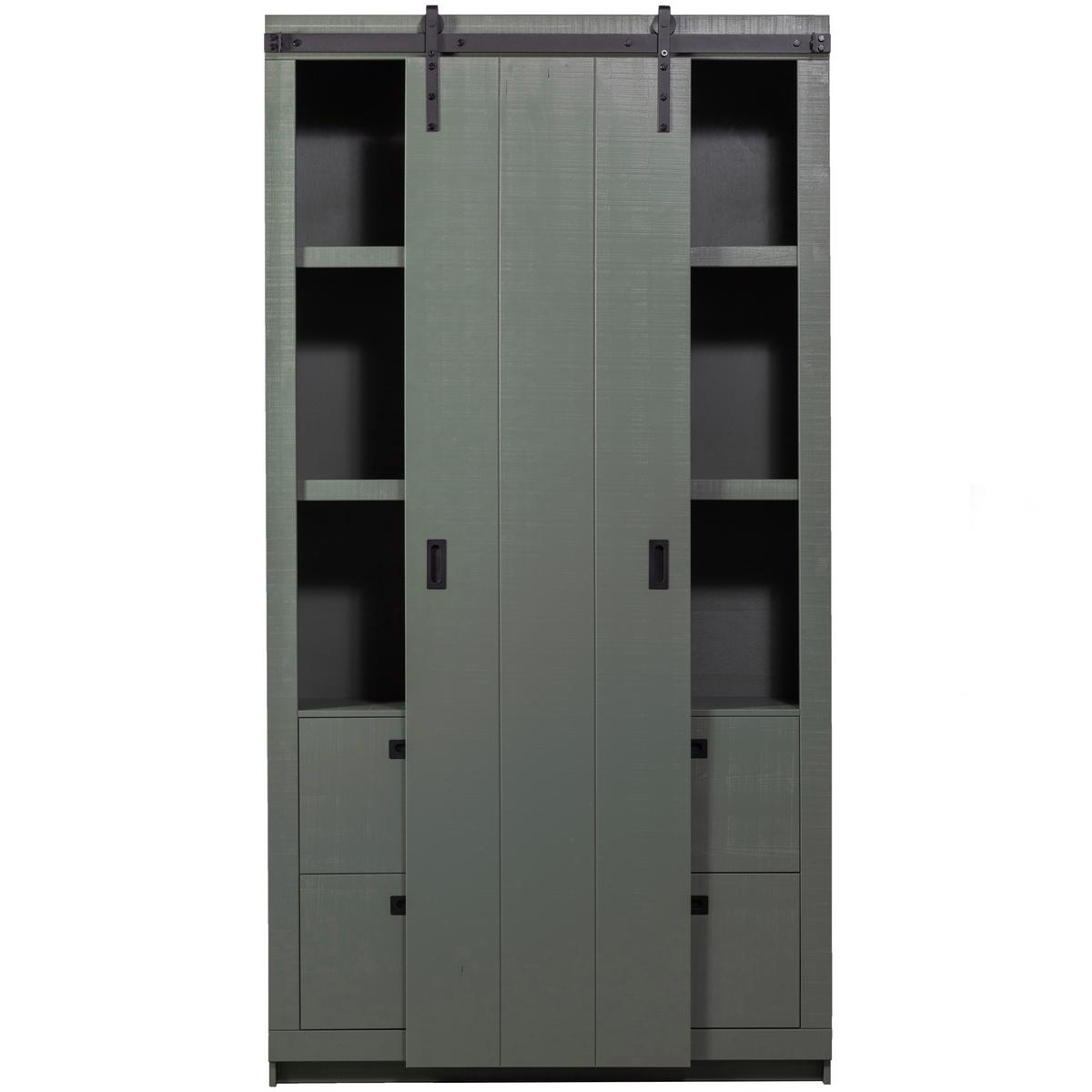 Mehrzweckschrank Slide Barn Grün B: 122 cm - Schwarz/Grün, Design, Holz (122/230/37cm) - Livetastic