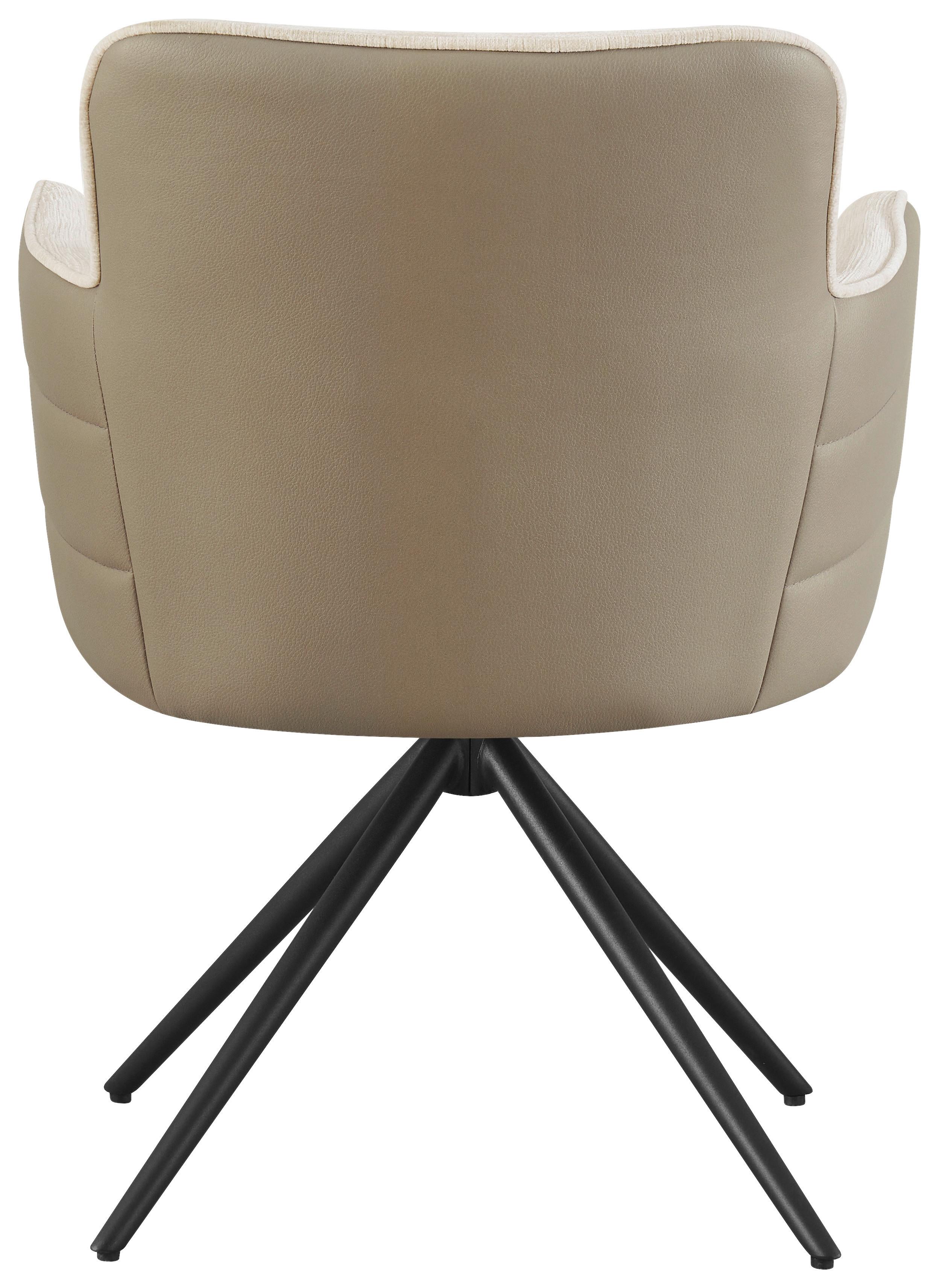 Armlehnstuhl Mia Webstoff Beige, B: 58 Cm - Beige/Schwarz, KONVENTIONELL, Textil/Metall (58/82/64cm) - MID.YOU