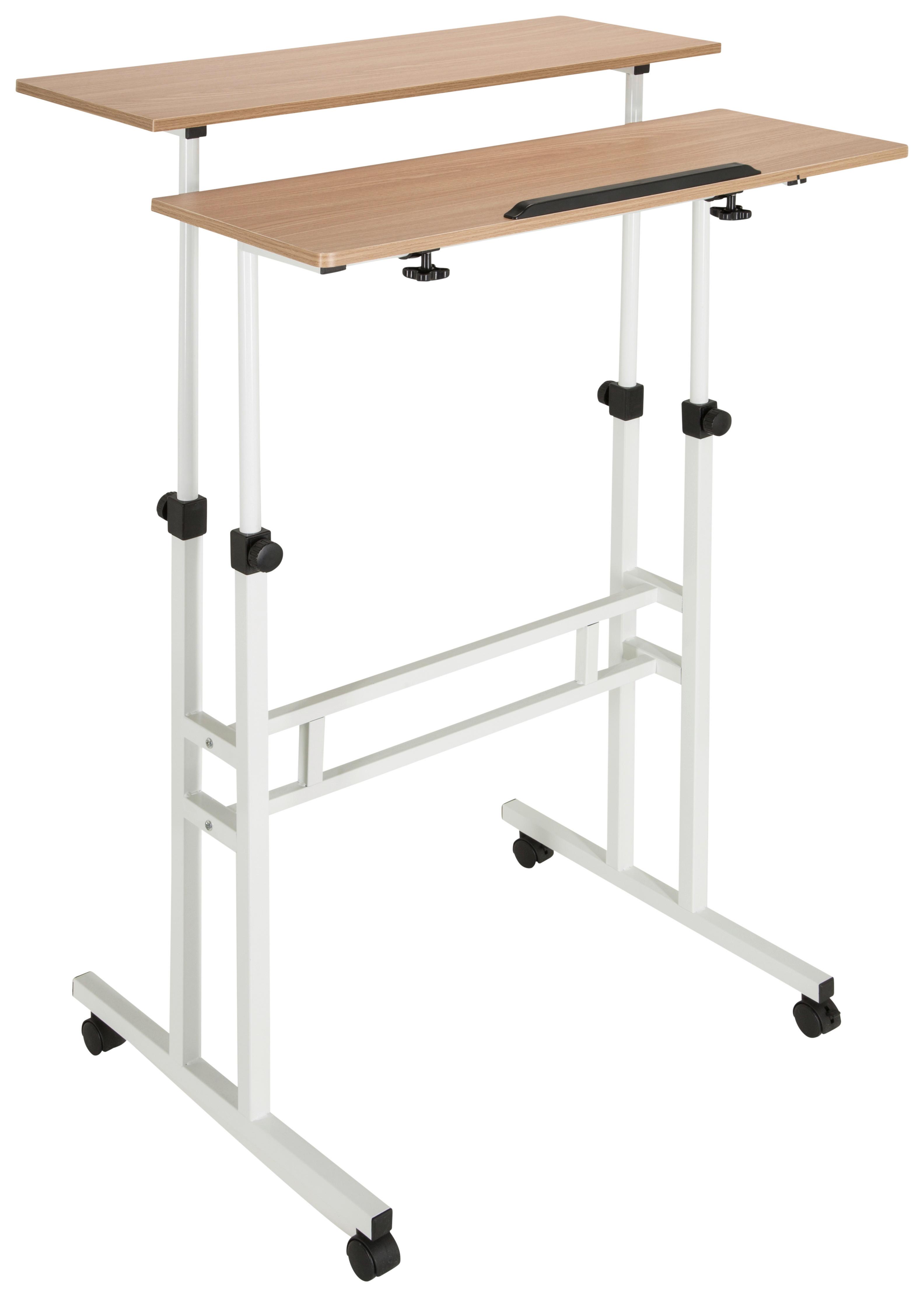 Schreibtisch Workstation Weiß/Eiche Dekor - Eichefarben/Weiß, Basics, Holzwerkstoff/Kunststoff (120/82-128/60cm) - MID.YOU