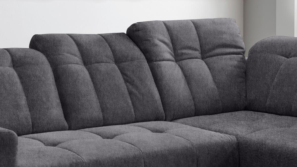 Ecksofa Mit Usb Anschluss Sano, Anthrazit, S: 261x200 Cm - Anthrazit/Schwarz, MODERN, Textil (261/200cm) - Livetastic