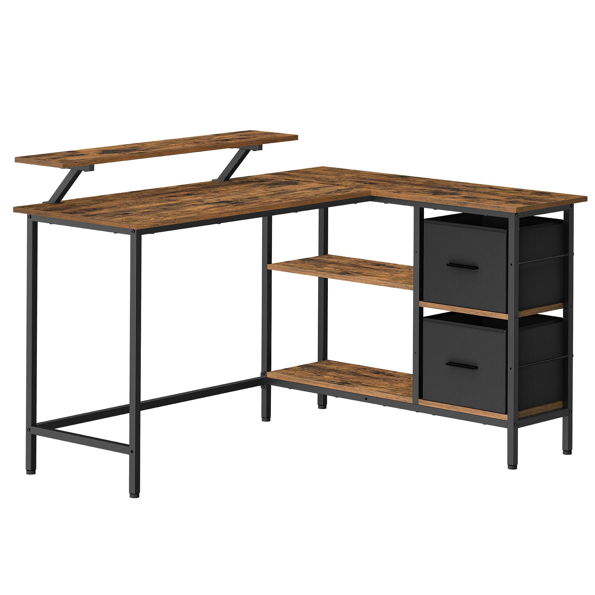 Gamingtisch Schwarz, Dunkelbraun B: 135 cm - Dunkelbraun/Schwarz, Trend, Holzwerkstoff/Metall (135/89/105cm) - MID.YOU