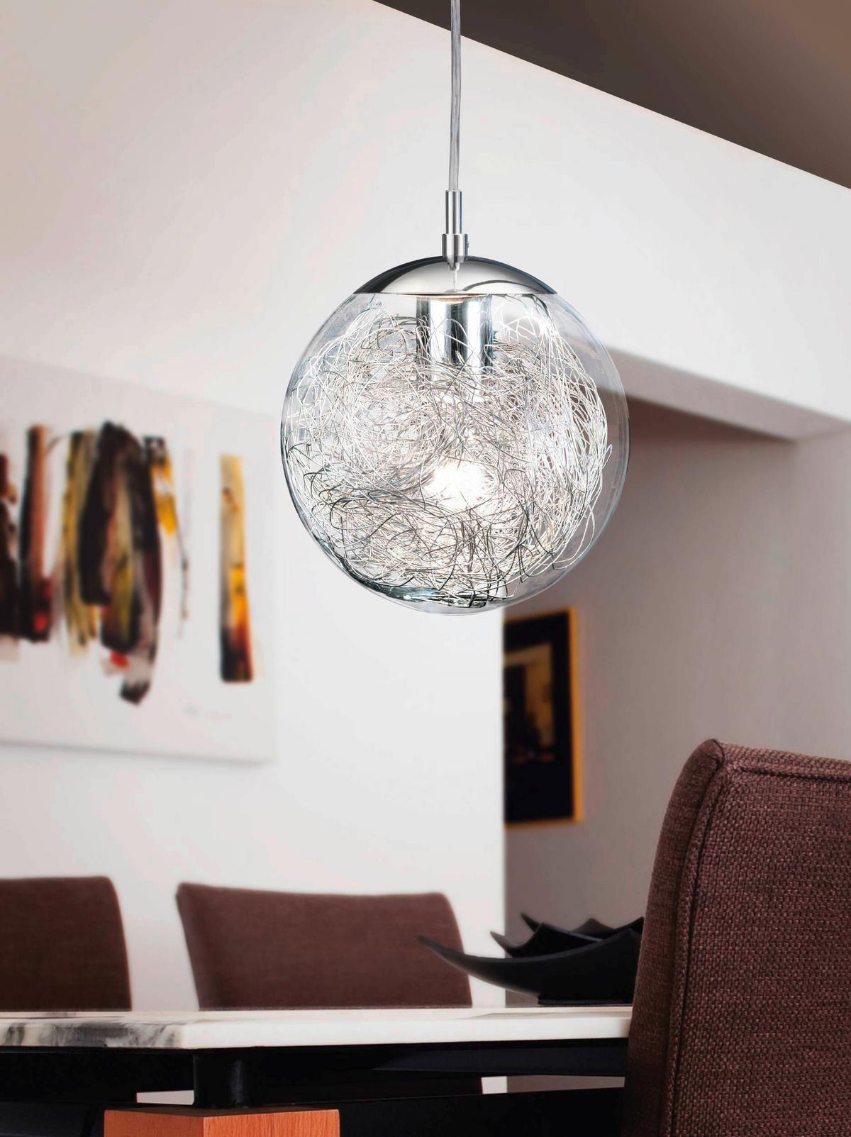Hängeleuchte 93073* Luberio - Chromfarben/Alufarben, Basics, Glas/Metall (25/110cm) - Eglo