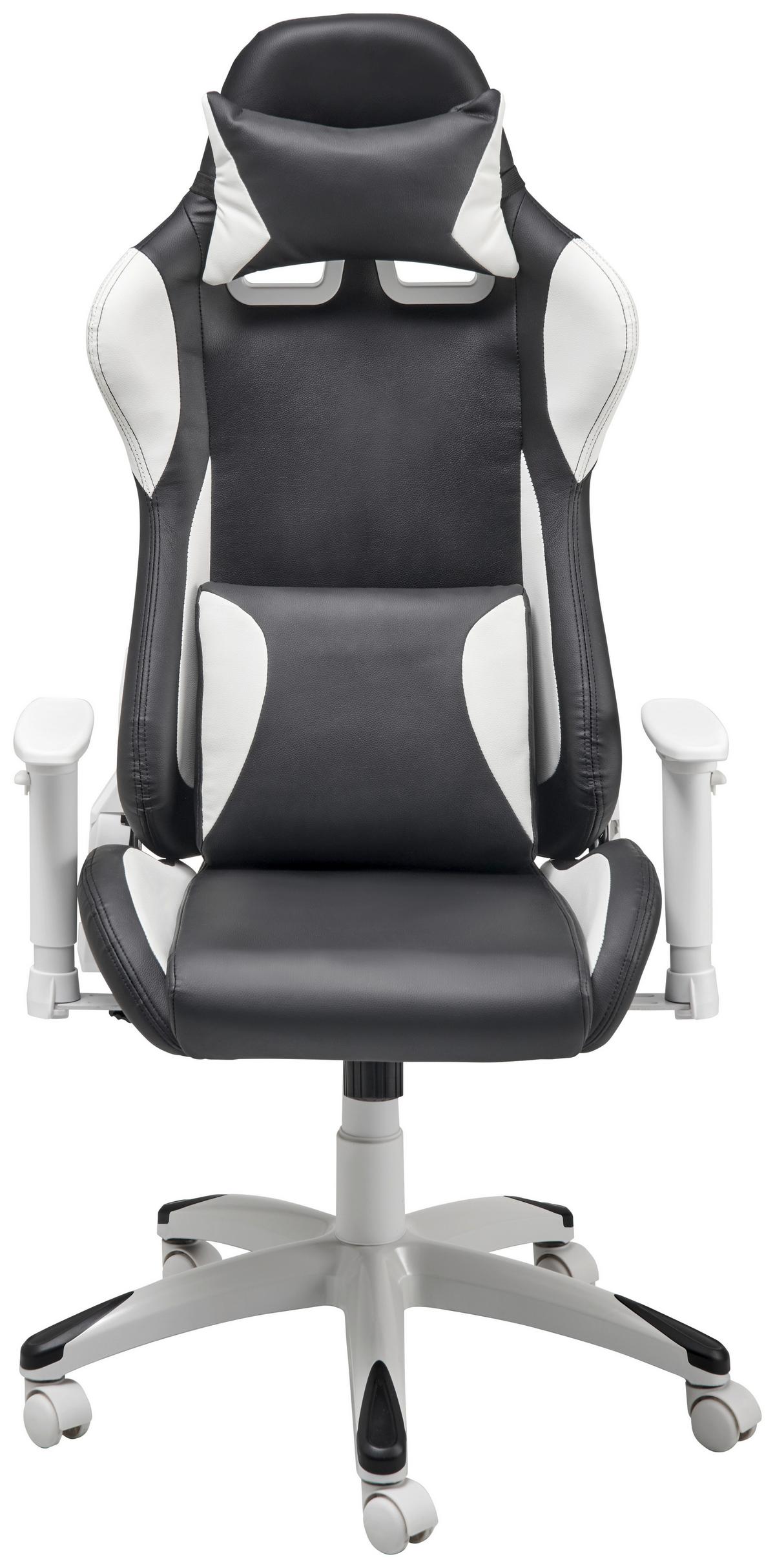 Gamingstuhl Racer - Schwarz/Weiß, MODERN, Kunststoff/Textil (66/126-134/59cm) - Livetastic
