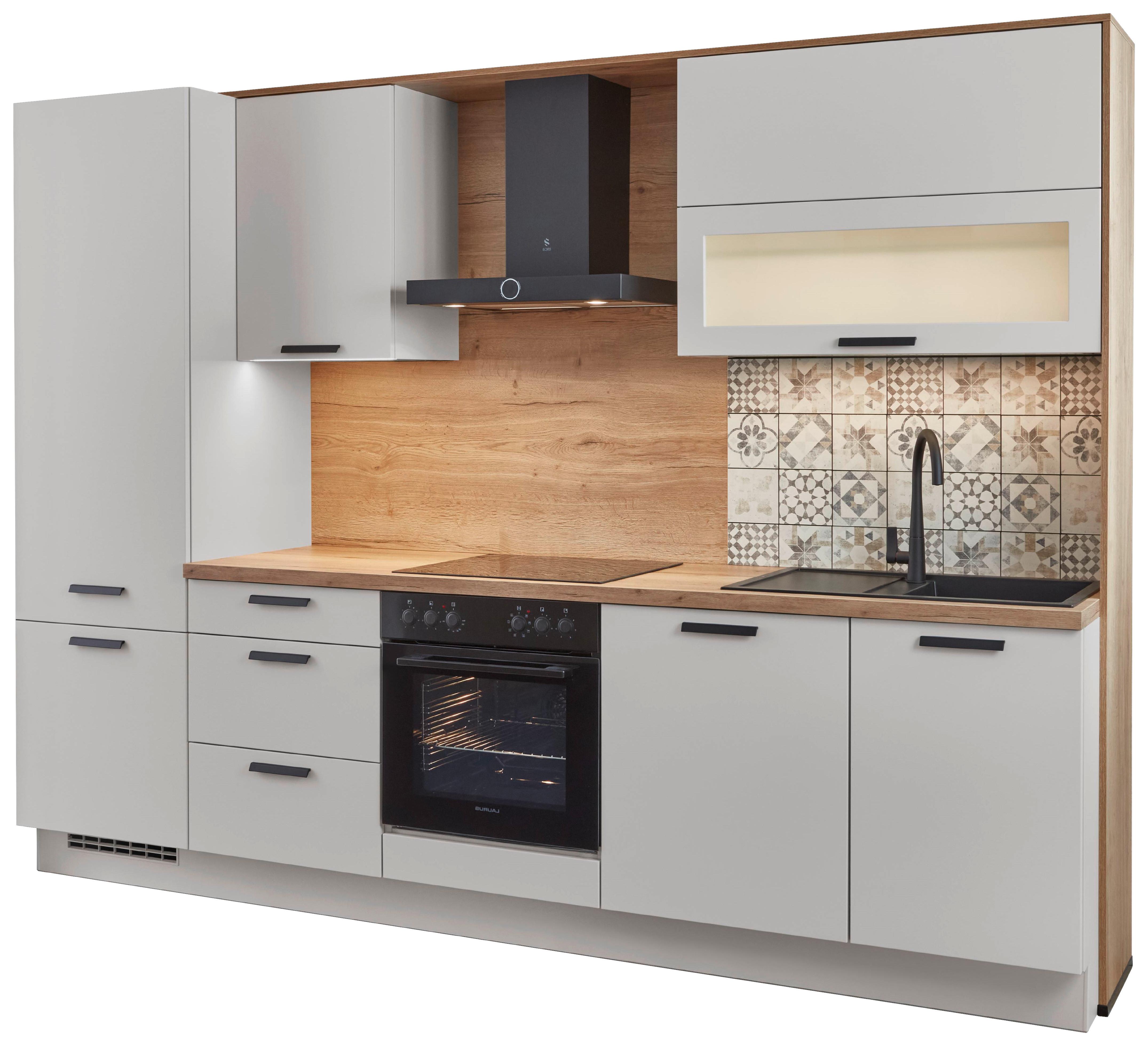 Küchenblock Sofia - Eichefarben/Magnolie, Design, Holzwerkstoff (293cm) - Vertico