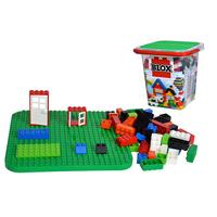 Bausteine Blox 500 Teile, ab 4 Jahren mit Eimer + Spielplatte - Multicolor, Basics, Kunststoff (24.5/24.5/25cm) - Simba