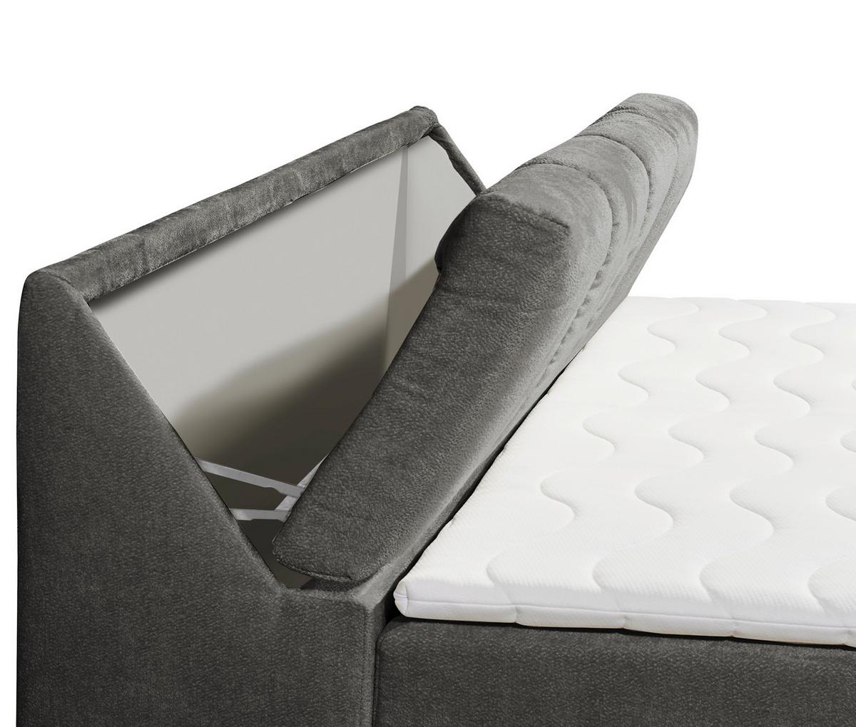 Boxbett Mit Topper+bettkasten 120x200cm Valencia - Schwarz/Graphitfarben, MODERN, Holzwerkstoff/Textil (120/200cm) - MID.YOU
