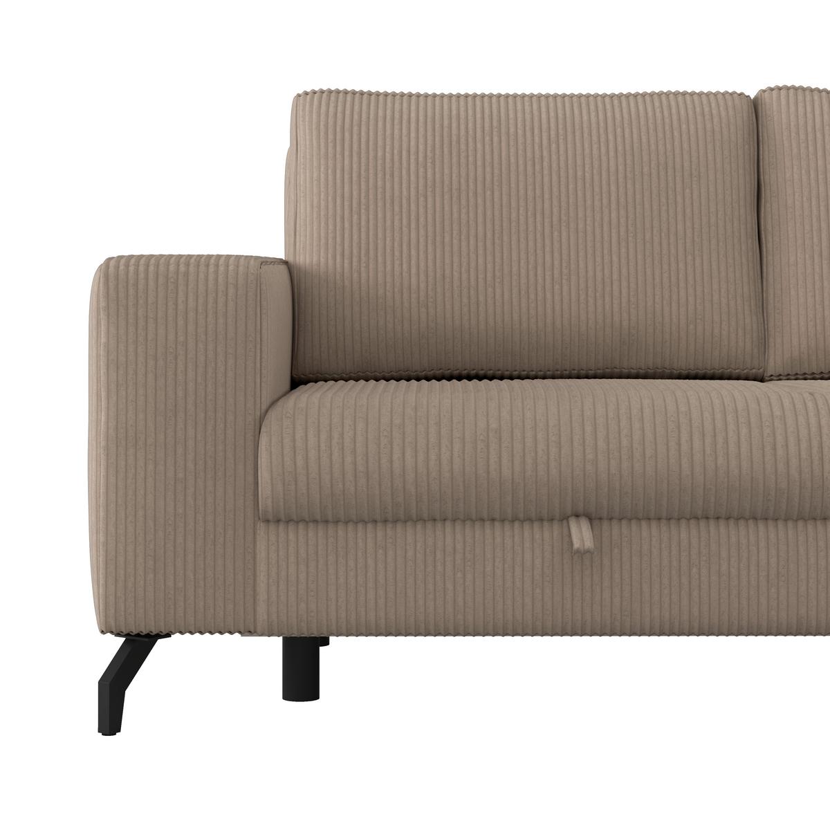 Ecksofa mit Bettkasten Cloud Beige Cord 290x178 cm - Beige, Trend, Textil (290/178cm)