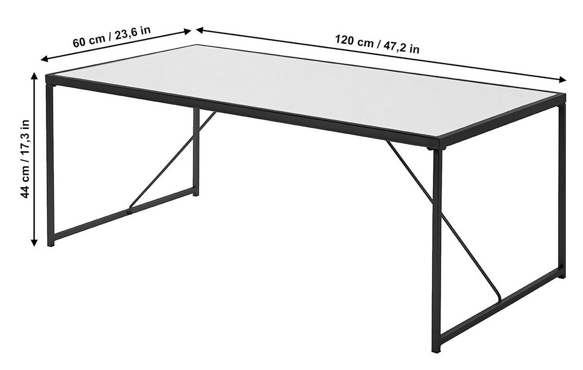 Couchtisch Glam Coffee - Goldfarben/Weiß, KONVENTIONELL, Holzwerkstoff/Metall (120/60/44cm) - Livetastic