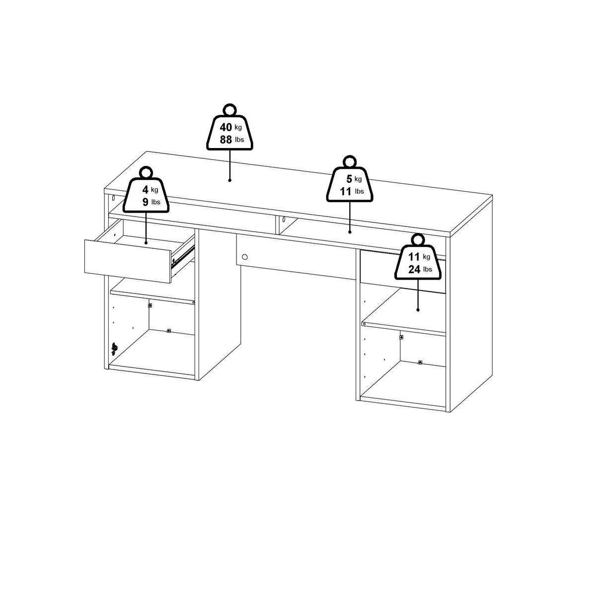 Schreibtisch Function Plus Eichefarben, L: 149 cm - Eichefarben, MODERN, Holzwerkstoff (149/48,2/156,2cm) - P & B