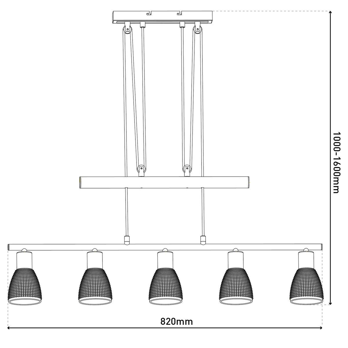 Hängeleuchte Exkl. 5xe14, 40w - Schwarz, LIFESTYLE, Glas/Metall (82/8,5/8,5cm) - Näve