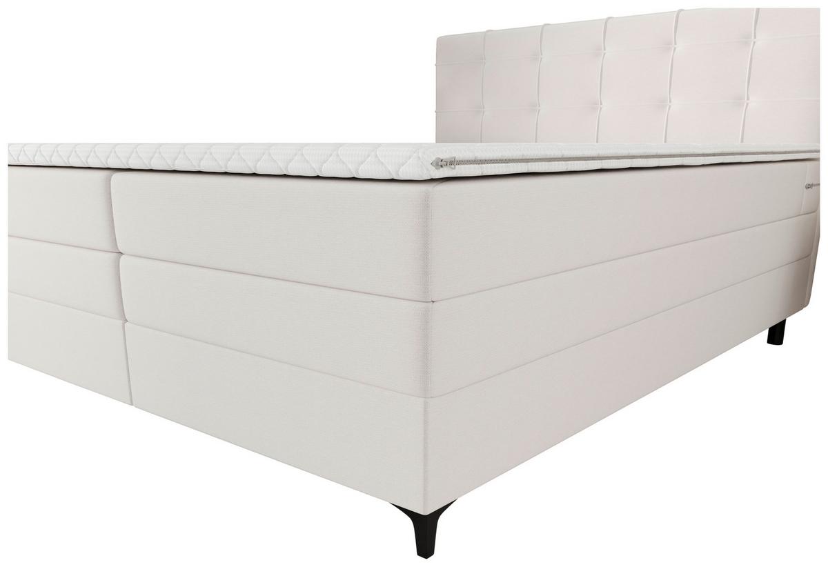Boxspringbett Mitto mit Topper 180x200 cm - Creme/Schwarz, KONVENTIONELL, Textil/Metall (180/200cm)