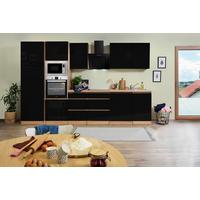 Küchenblock Lorena Küchenblock 345 cm - Schwarz Hochglanz/Eichefarben, Basics, Holzwerkstoff (345cm) - Respekta