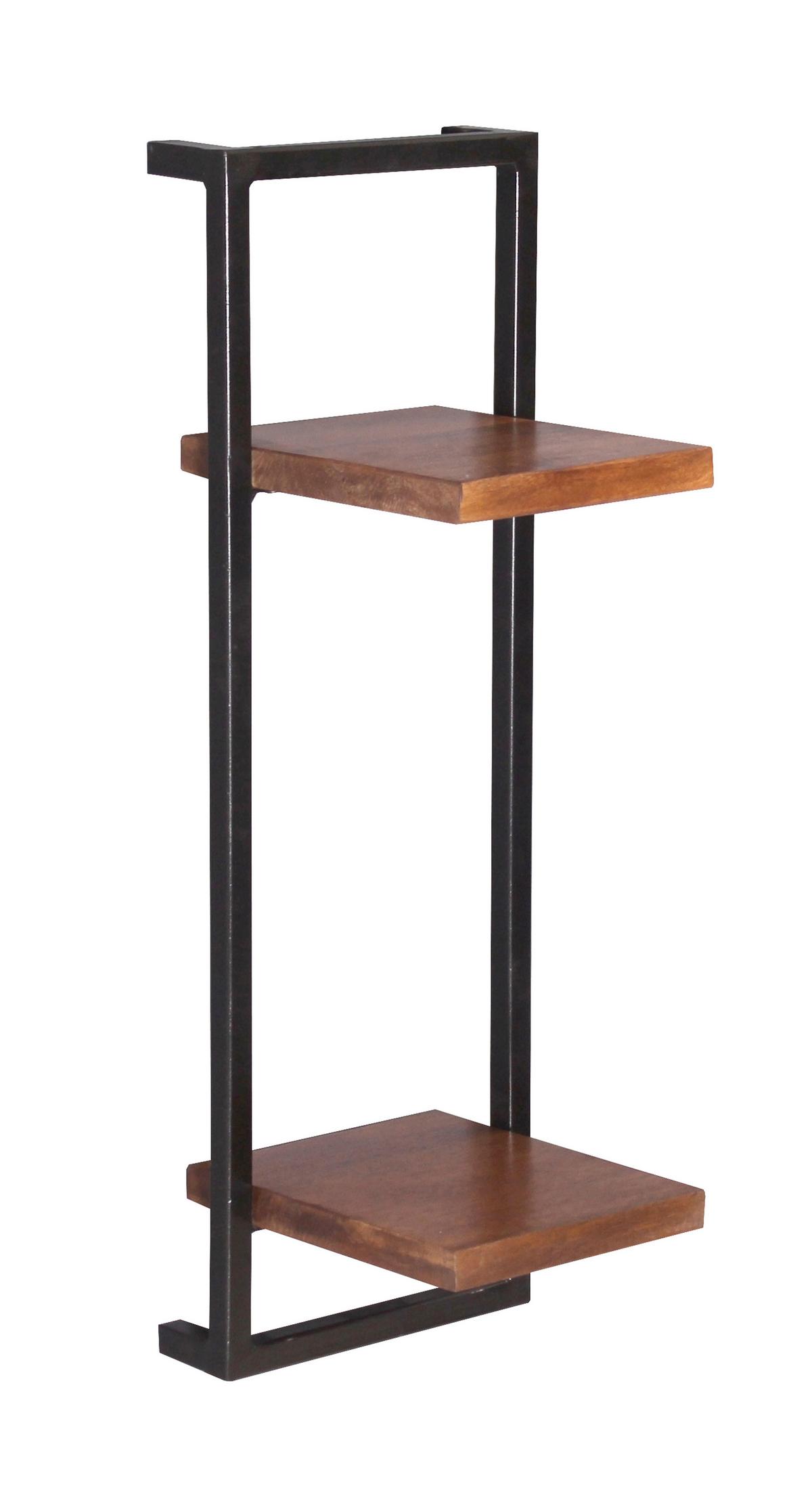 Wandregalset 3-tlg. Mangoholz B: 60cm - Schwarz/Naturfarben, Design, Holz/Metall (60/110/25cm) - MID.YOU