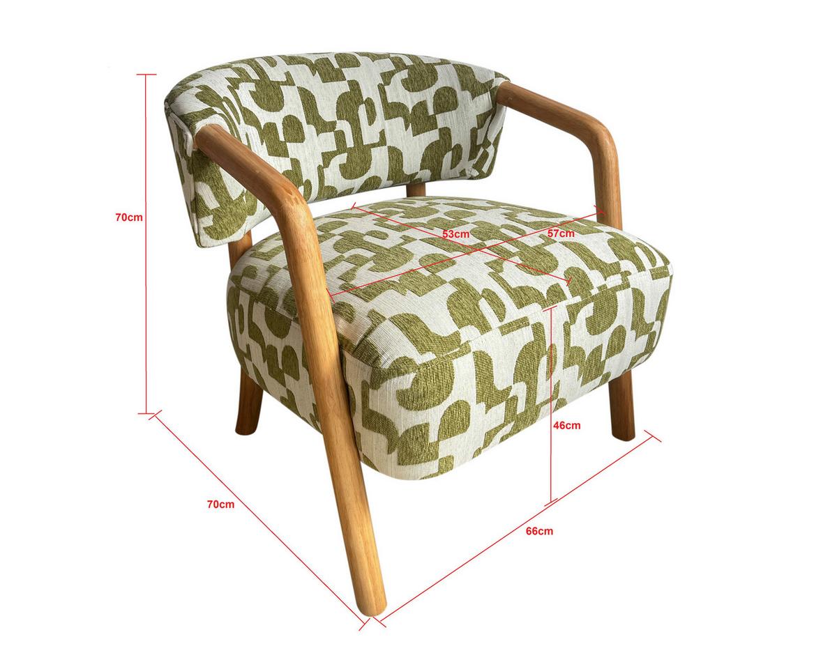 Židle s područkami JORIS, zelená/přírodní žinylka - zelená/přírodní barvy, Lifestyle, dřevo/textil (71/67/71cm) - Mömax