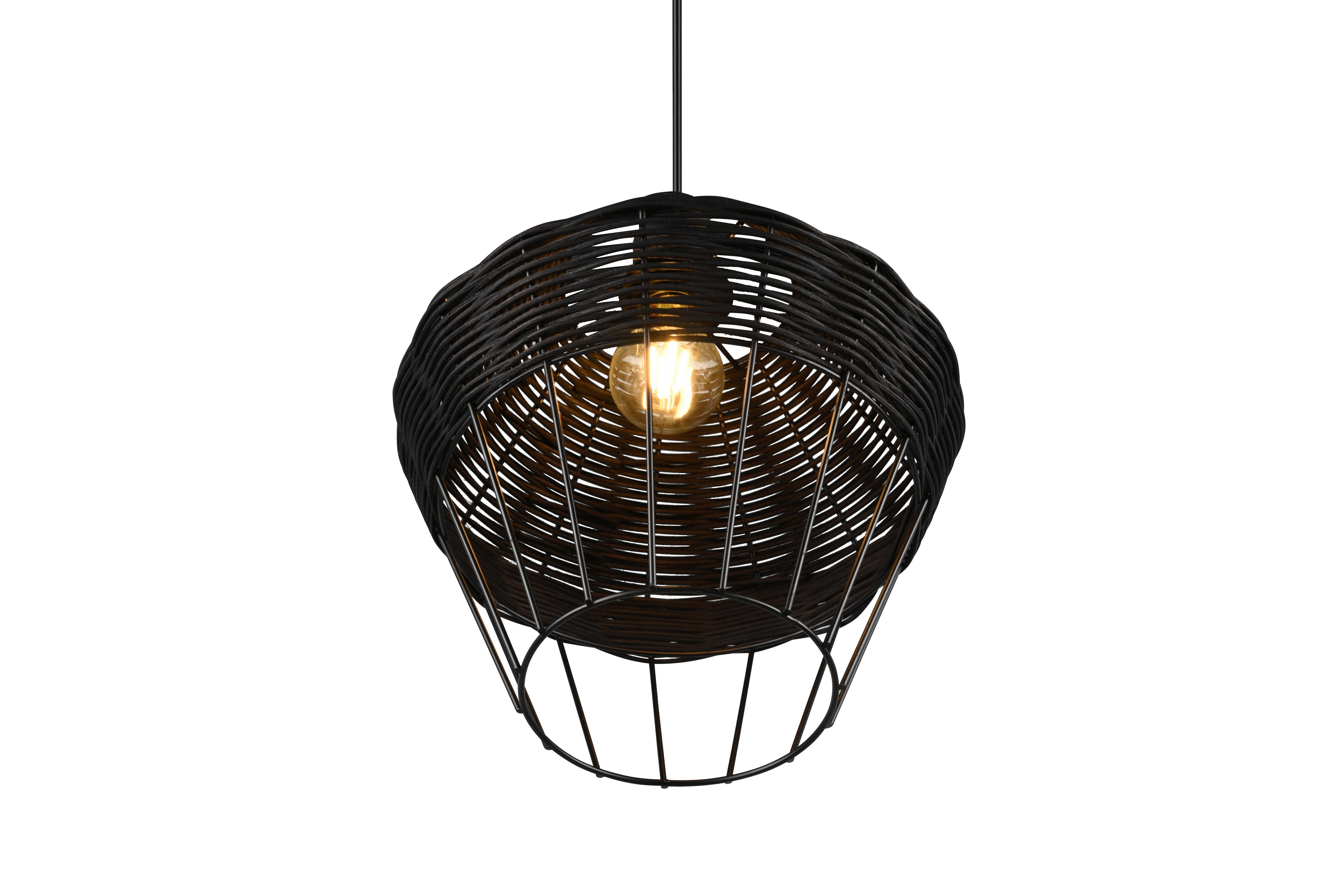 Hängeleuchte Borka H: 150 Cm 1-Flammig - Schwarz, ROMANTIK / LANDHAUS, Holz/Metall (30/150cm)