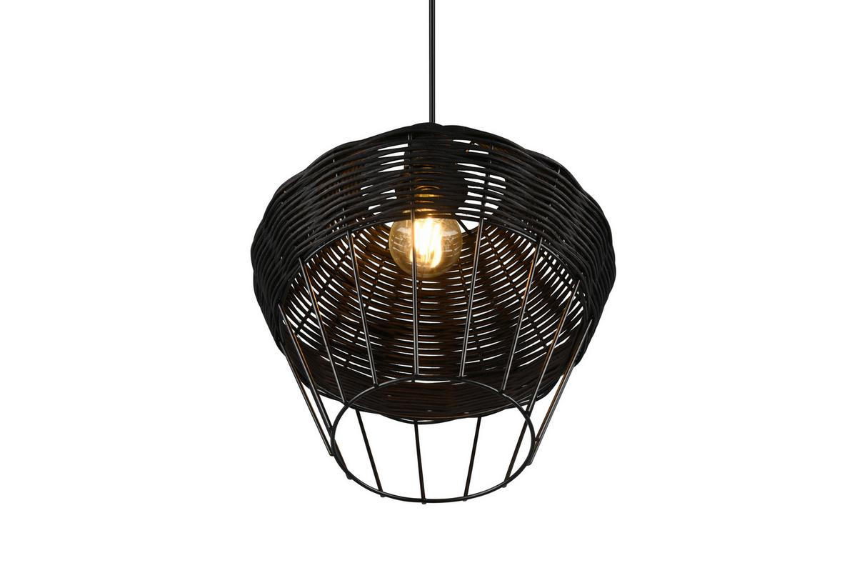 Hängeleuchte Borka H: 150 cm 1-Flammig - Schwarz, ROMANTIK / LANDHAUS, Holz/Metall (30/150cm)