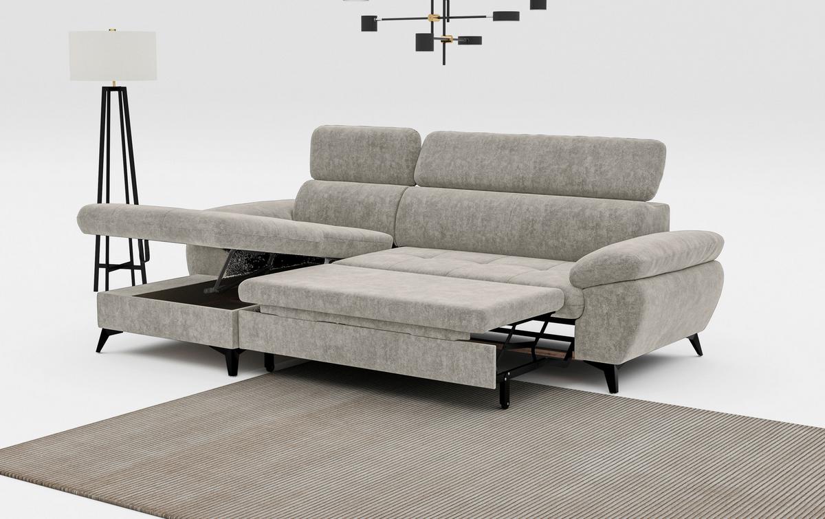 Ecksofa mit Bettkasten Hudson 166x261 cm Schlammfarben - Schlammfarben/Schwarz, Textil (166/261cm) - MID.YOU