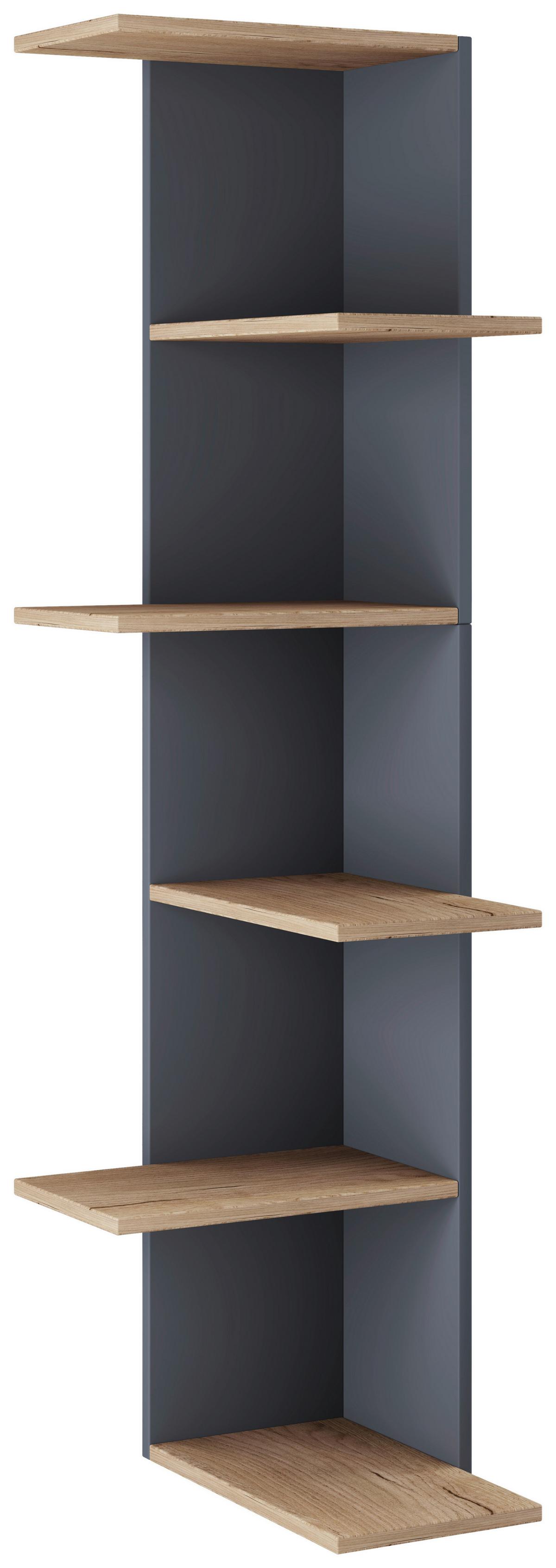 Eckregal Balos Schwarz, Honigeiche B: 37 cm - Honigeiche/Schwarz, LIFESTYLE, Holzwerkstoff (37/140/37cm) - MID.YOU