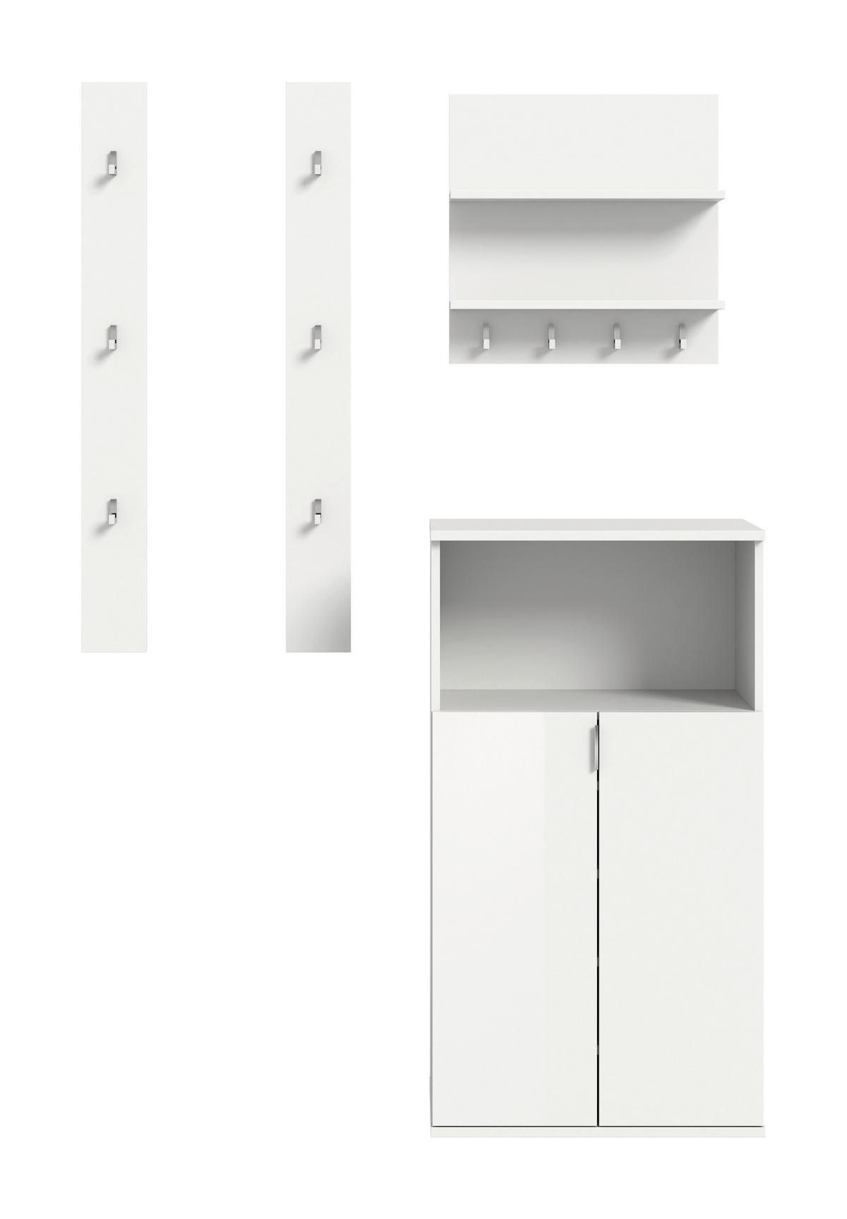 Garderobe Projekt X Weiß B: 111 Cm - Weiß Hochglanz/Weiß, Design, Holzwerkstoff (111/193/37cm) - Livetastic