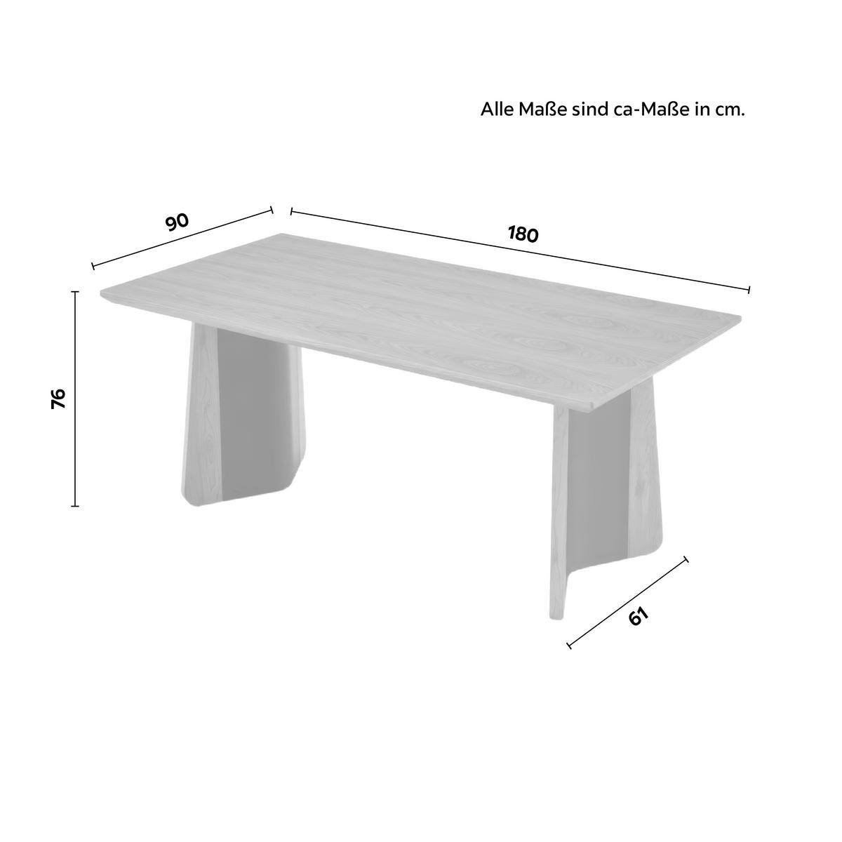 Jídelní stůl Liva, 180 - černá/barvy jasanu, Moderní, dřevo/kompozitní dřevo (180/90/76cm) - Bessagi Home