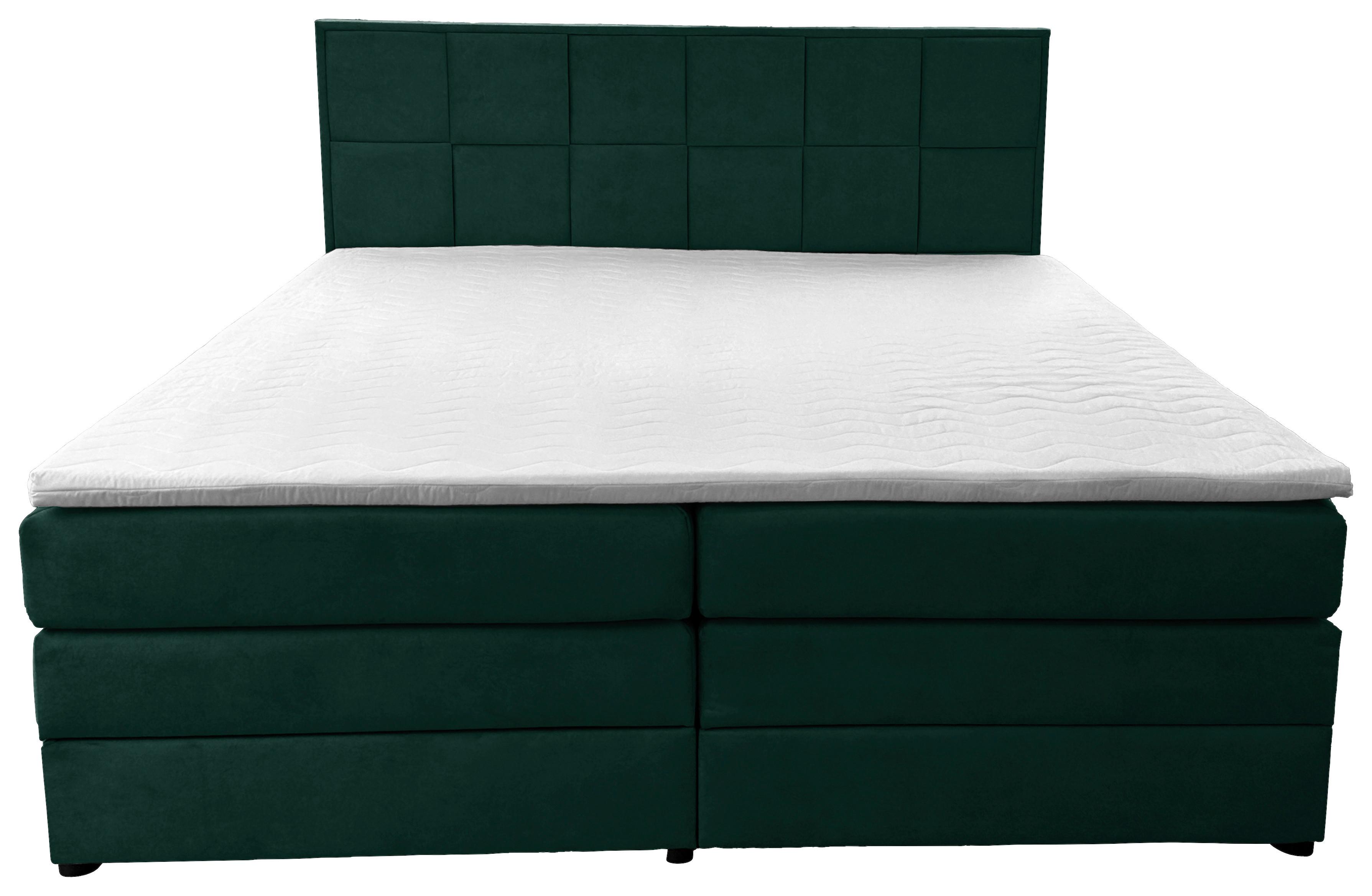 Boxspringbett Mit Bettkasten Carla Dunkelgrün 180x200 Cm - Dunkelgrün/Schwarz, Basics, Textil (180/200cm) - MID.YOU