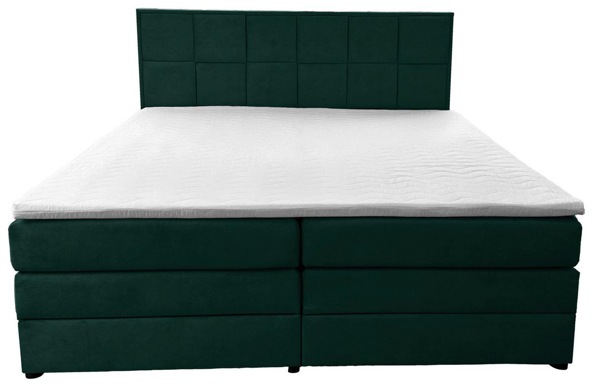 Boxspringbett mit Topper & Bettkasten 180x200 Carla - Dunkelgrün/Schwarz, Basics, Textil (180/200cm) - MID.YOU