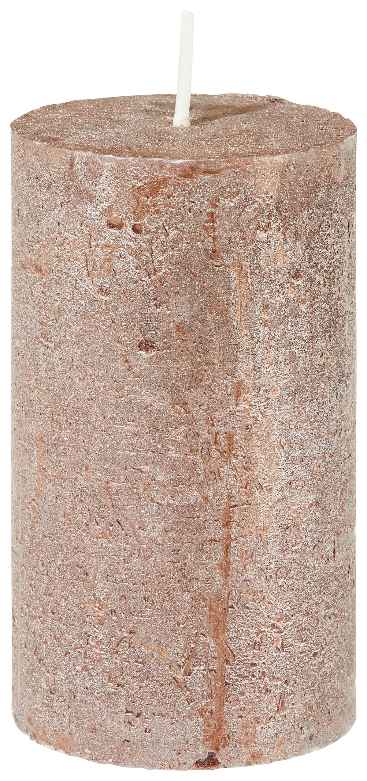 Válcová svíčka Shiny, 6,8/12cm - šedá/měděné barvy (6,8/12cm) - Modern Living