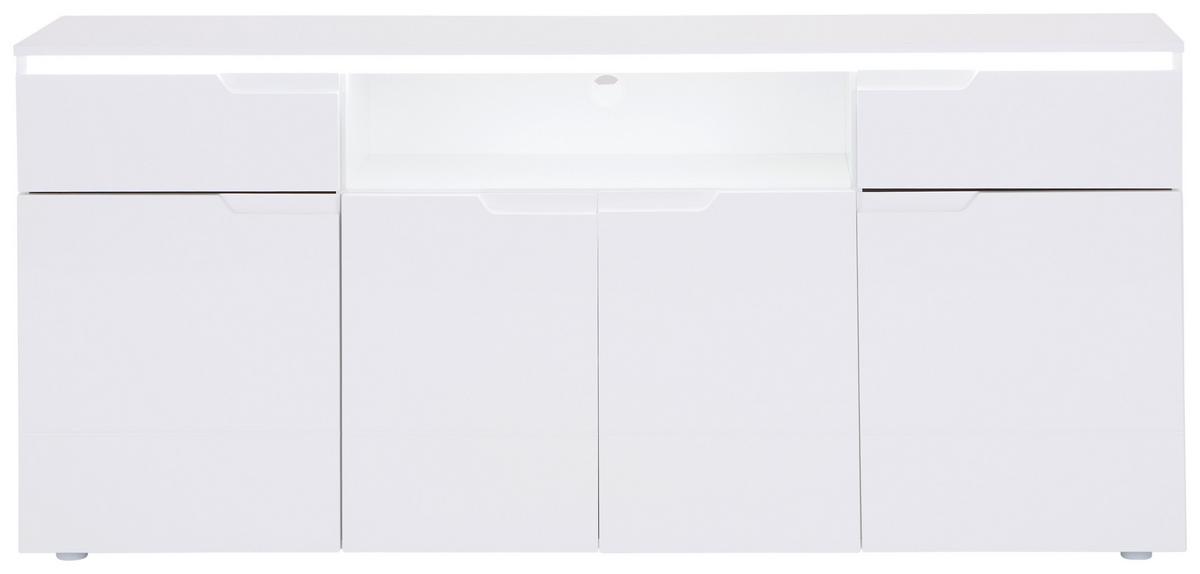 Kommode 180 cm Hilton, Weiß Hilton - Weiß Hochglanz/Weiß, MODERN, Holzwerkstoff (180/83,6/40cm)