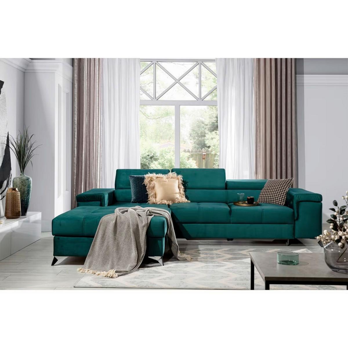 Ecksofa Ricardo Grün S: 205x281 cm - Silberfarben/Grün, Design, Textil (205/281cm) - MID.YOU