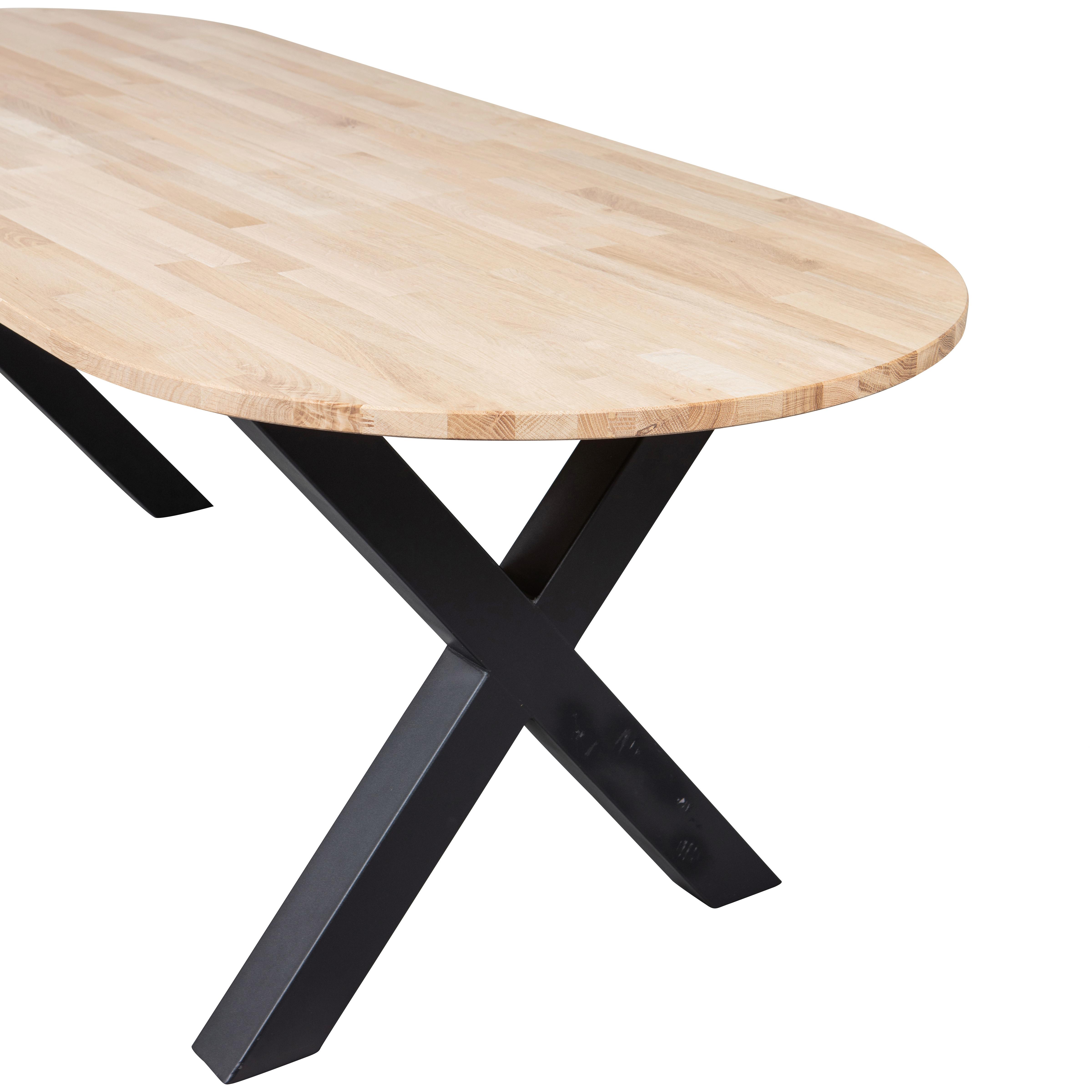 Esstisch Tablo Eichefarben L: 220 Cm - Eichefarben/Schwarz, Design, Holz/Metall (220/90/75cm) - Livetastic