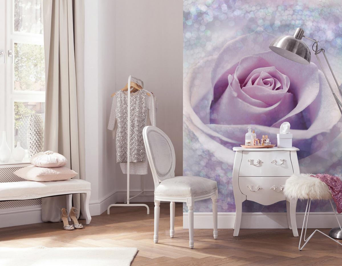 Vliestapete Rose - Hellrosa/Rosa, Natur, Papier (184/248cm)