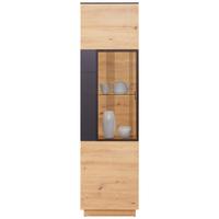 Vitrine Tonale B: 56 cm, Eiche Dekor/Grau - Eichefarben/Schwarz, MODERN, Glas/Holzwerkstoff (56/207,6/40cm)