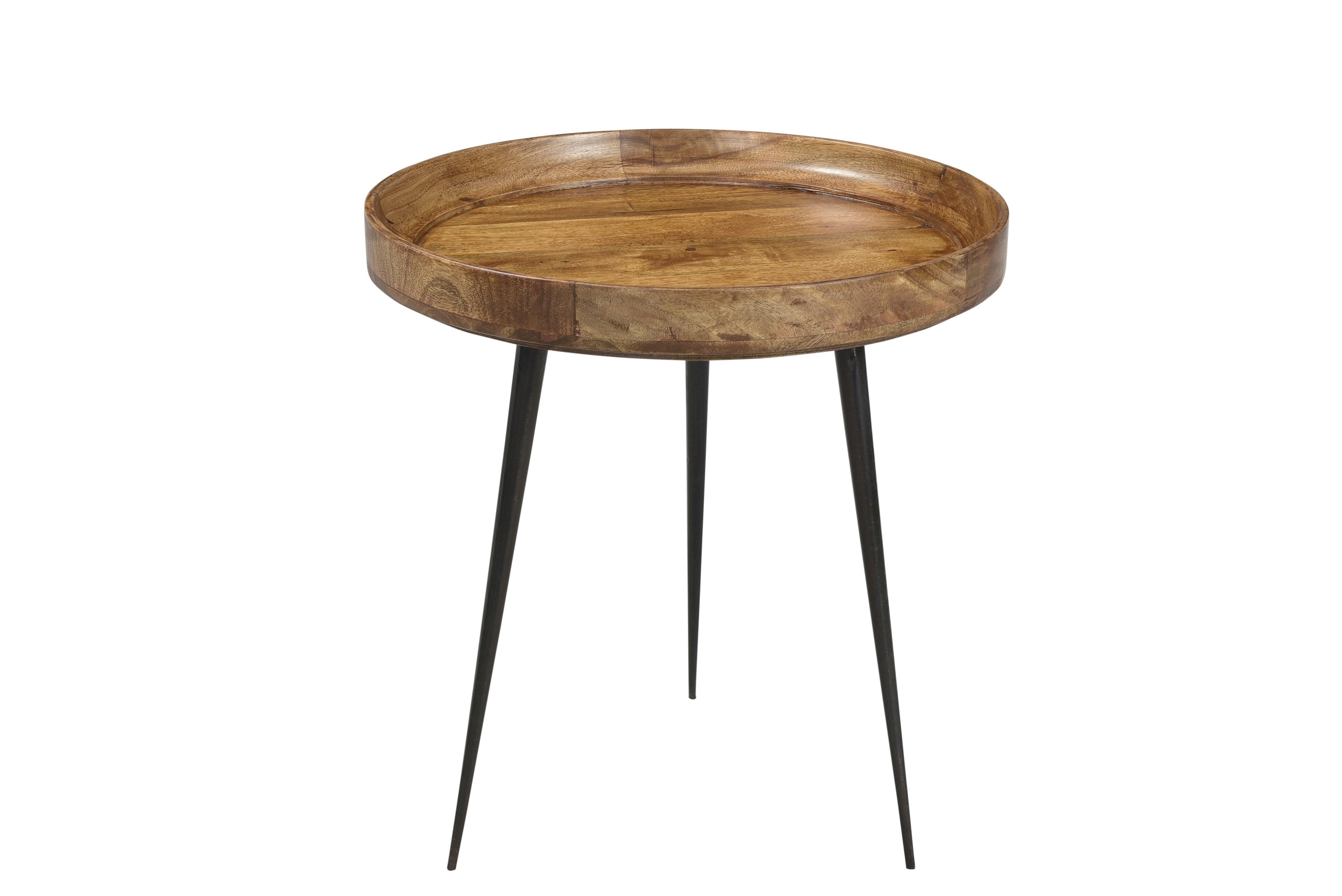BEISTELLTISCH Mangoholz B: 50cm - Schwarz/Naturfarben, Design, Holz/Metall (50/50/52cm) - MID.YOU