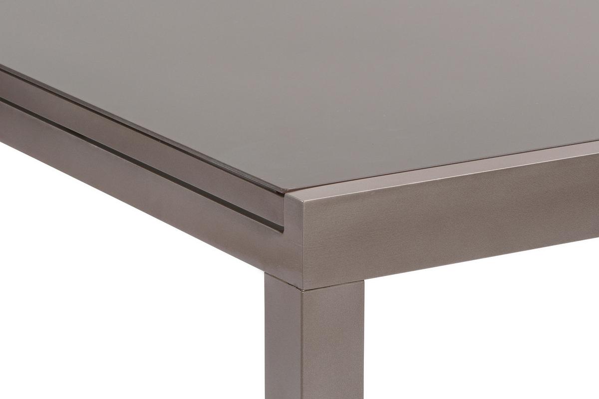 Gartentisch Semi Ausziehtisch - Braun, MODERN, Glas/Metall (150/89,5/75,5cm) - Gardenson