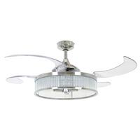 Deckenventilator Fanaway Chrom 4-Flügel, LED-Leuchte - Chromfarben/Transparent, Design, Kunststoff/Metall (122/40cm) - P & B
