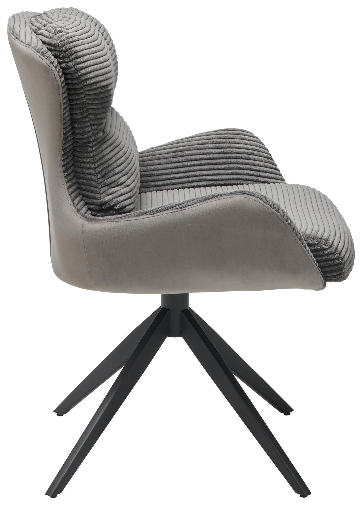 Armlehnstuhl Vanja Grau Gepolstert - Schwarz/Grau, LIFESTYLE, Textil/Metall (58/88/68cm) - MID.YOU