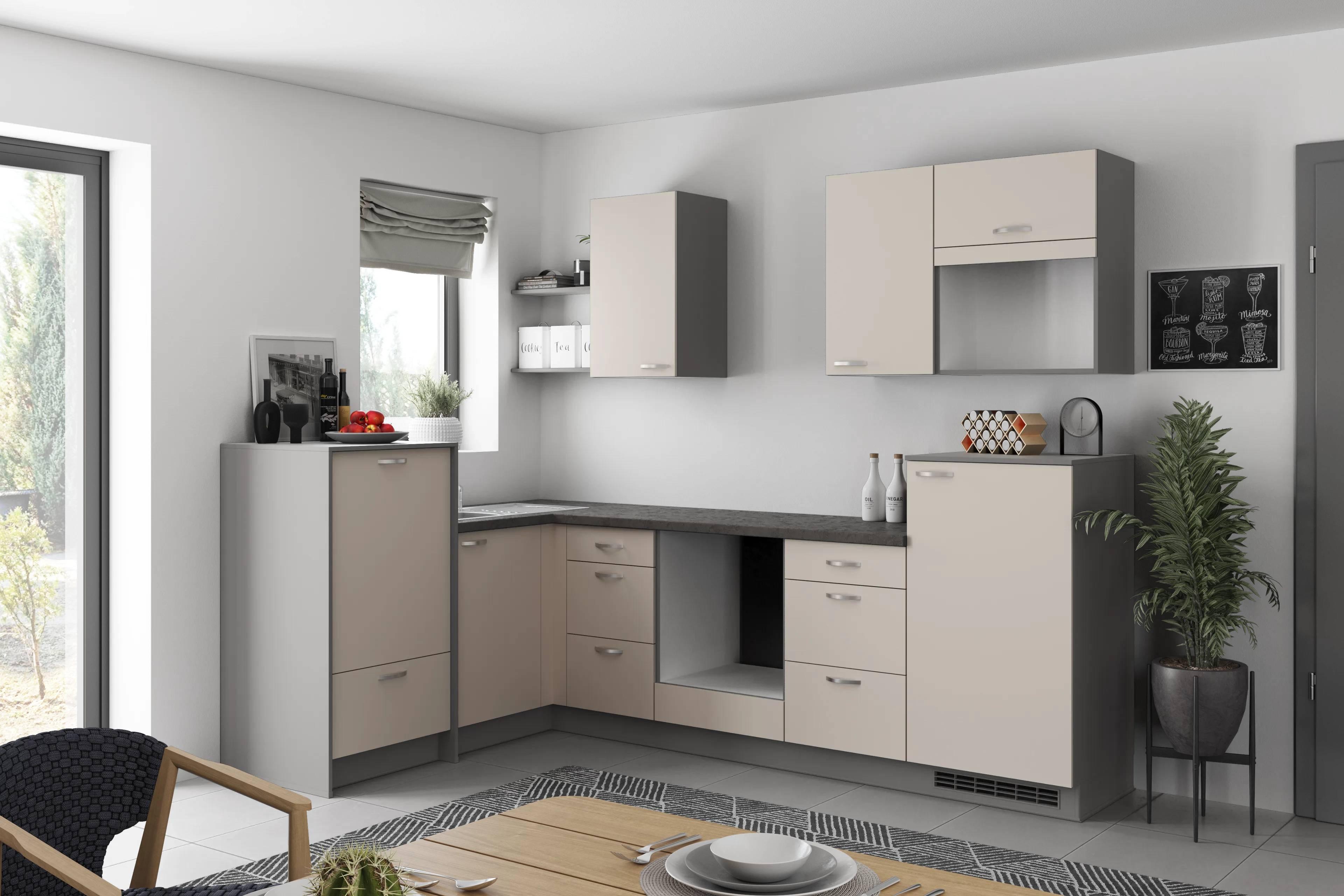 Eckküche Win - Anthrazit/Creme, MODERN, Holzwerkstoff (178/280cm) - Express