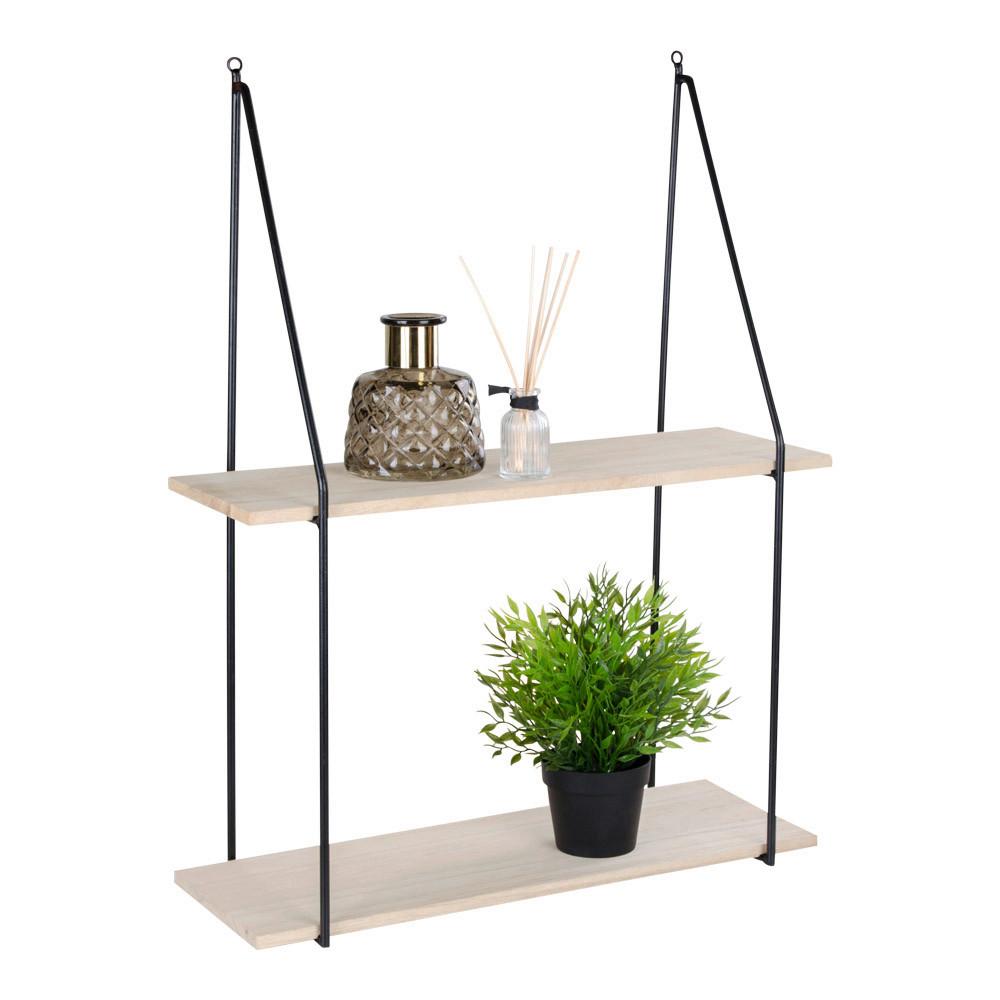 Wandregal Haag Schwarz Hellbraun B: 55cm - Hellbraun/Schwarz, Design, Holz/Metall (55/72/21cm)