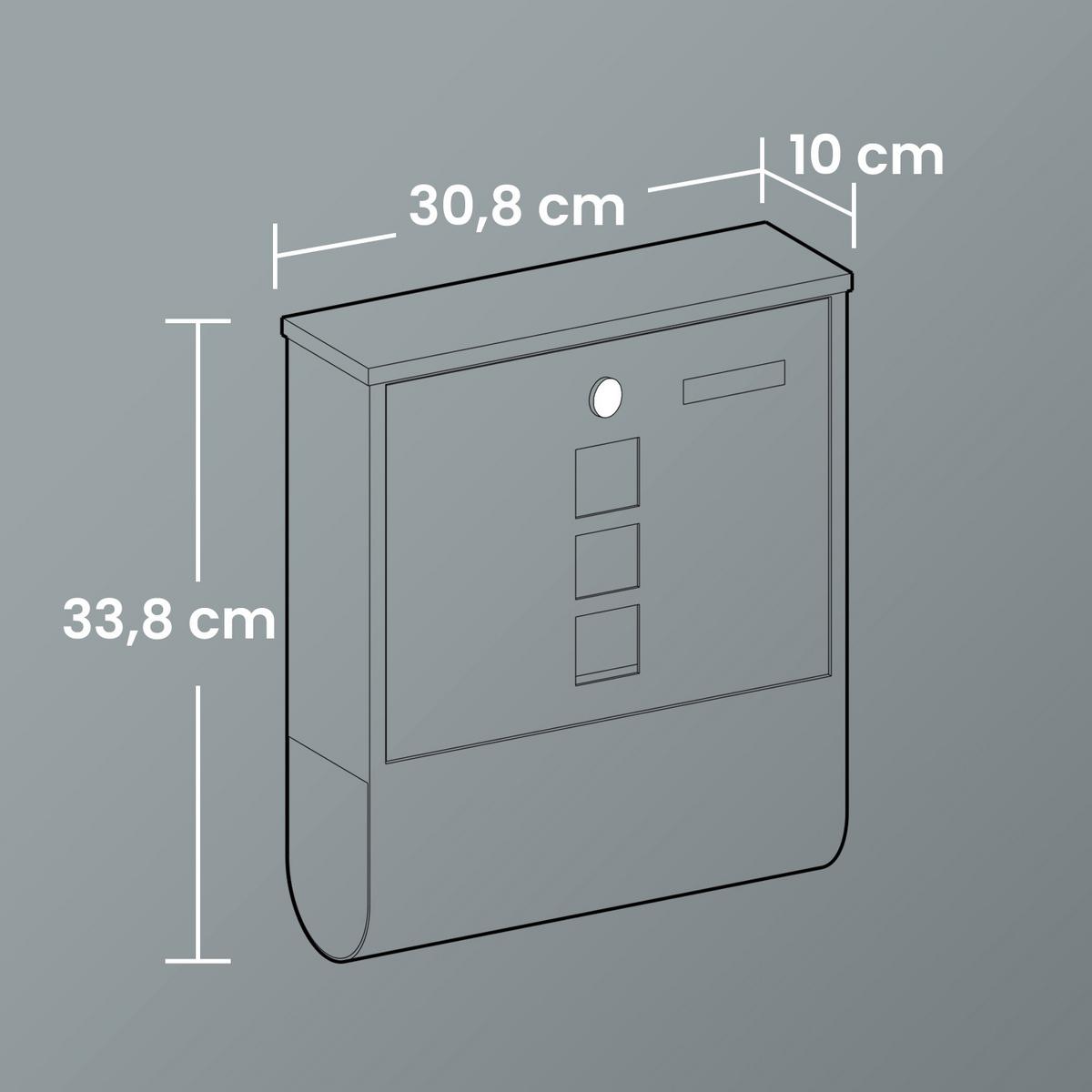 Briefkasten Dunkelgrau B: 30,8 cm - Dunkelgrau, Basics, Kunststoff/Metall (30.8/33.8/10cm)