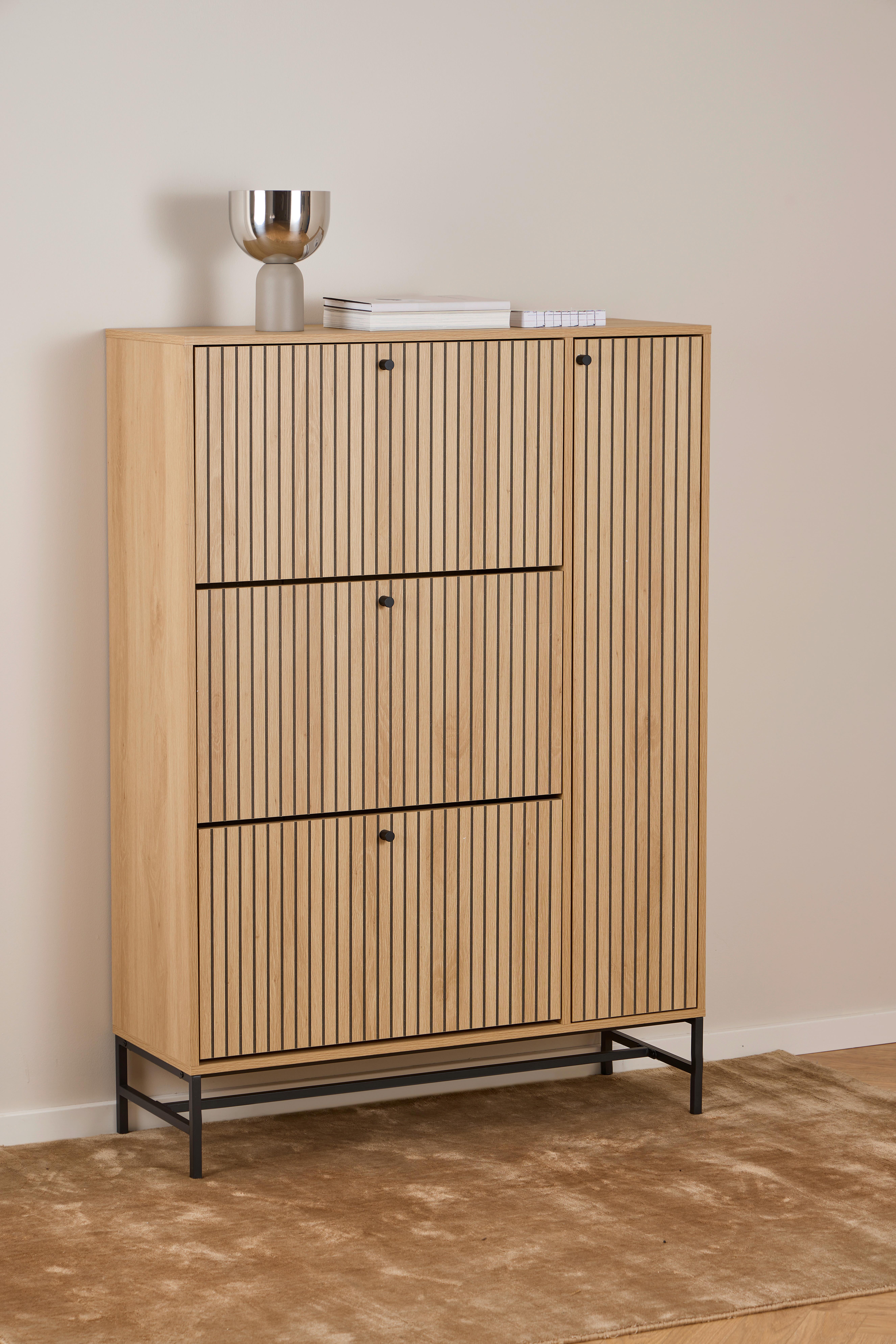 BOTNÍK ALBANY - černá/přírodní barvy, Design, kov/dřevo (98,7/140,4/35cm)