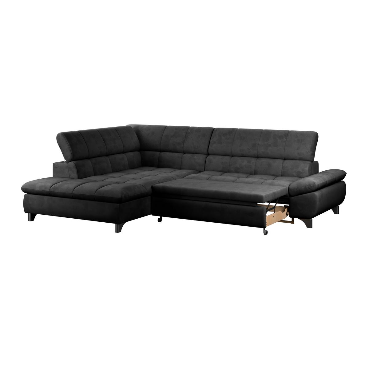 Ecksofa Gemini Schwarz, B: 234cm - Chromfarben/Anthrazit, KONVENTIONELL, Textil (234/312cm)