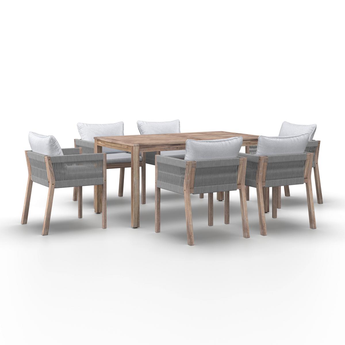 SÚPRAVA ZÁHRADNÉHO NÁBYTKU ALDINA - farba akácie/sivá, Modern, drevo/textil - Bessagi Garden