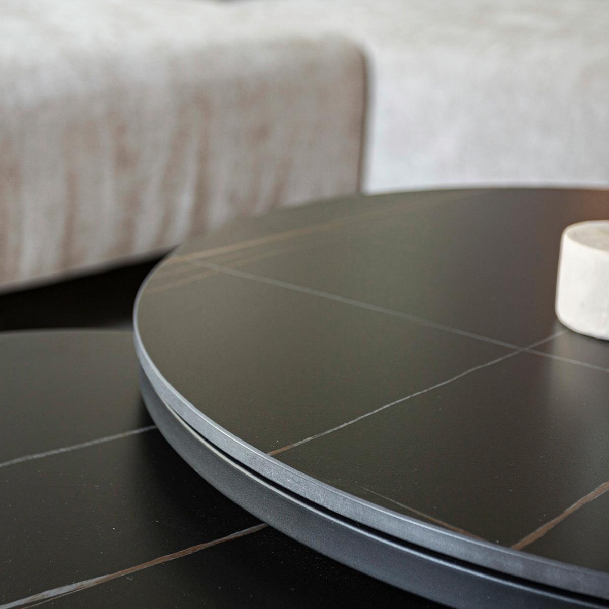 Couchtisch Leyton - Schwarz, KONVENTIONELL, Stein/Metall (68/68/43cm) - MID.YOU