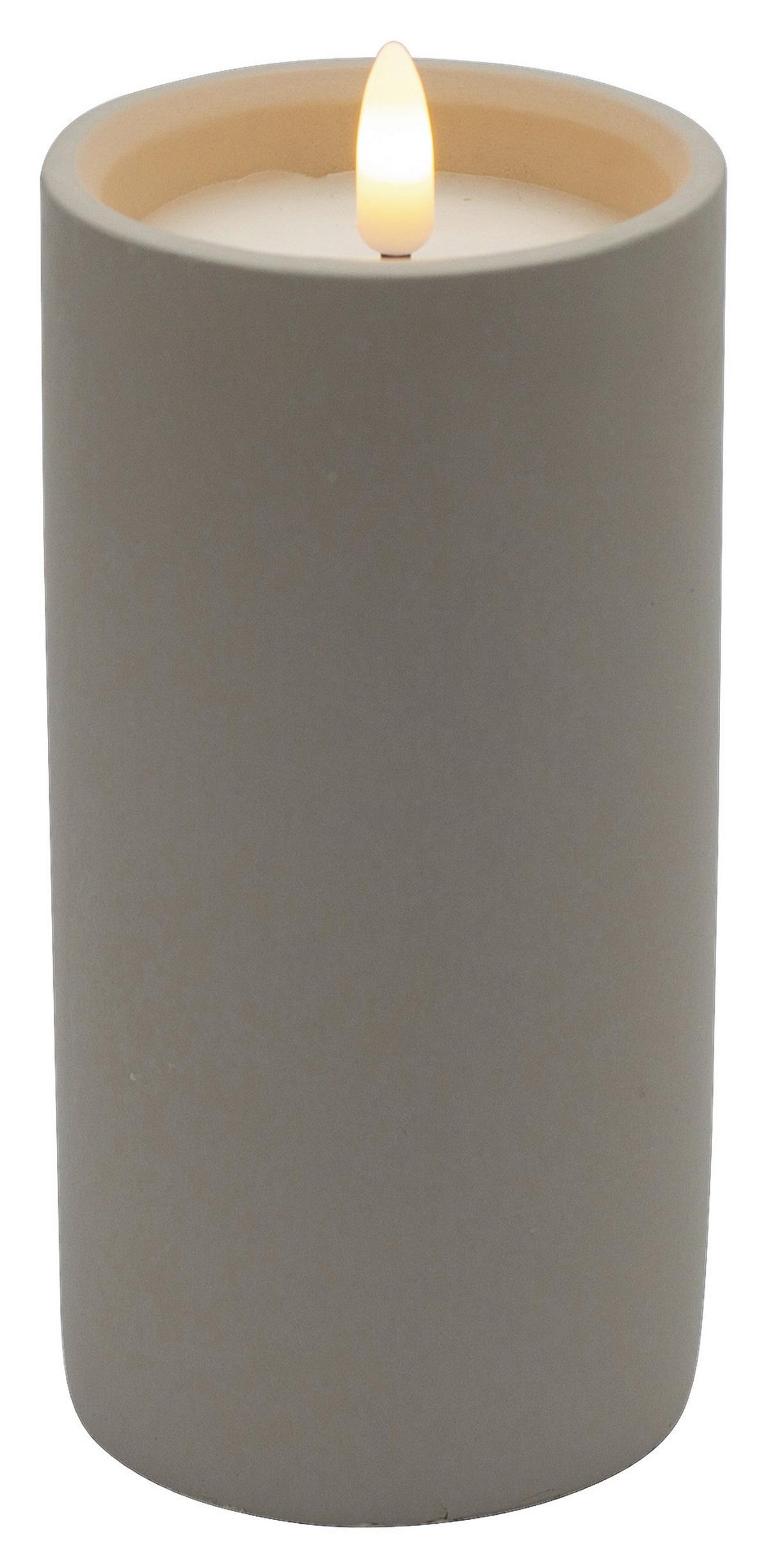 LED svíčka KAREN - šedá, Moderní, plast/kámen (7,5/15cm) - Mömax