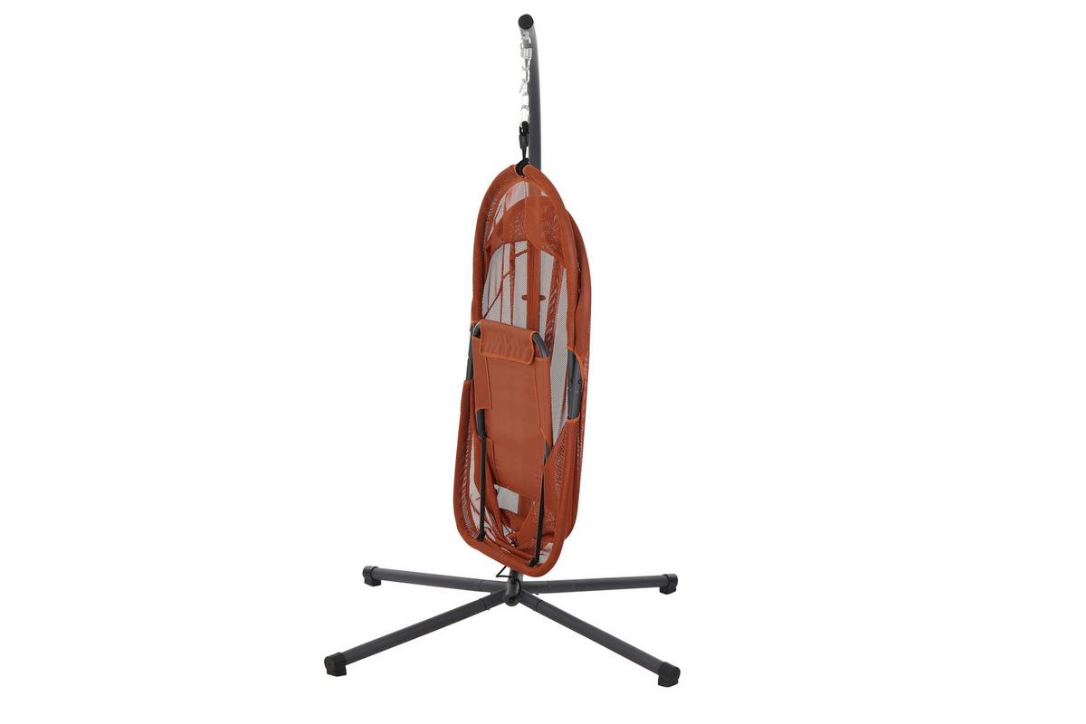 Hängesessel Mit Gestell Mit Sitz- Und Rückenkissen - Anthrazit/Rot, KONVENTIONELL, Kunststoff/Textil (123/195/106cm) - Siena Garden