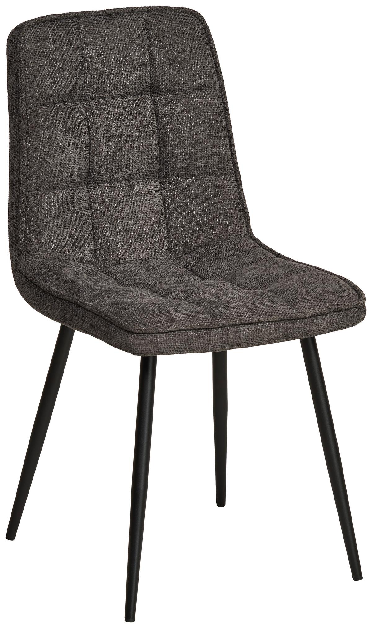 Vierfußstuhl Nevio Leinenoptik Anthrait, B: 45 cm - Anthrazit/Schwarz, KONVENTIONELL, Holz/Textil (45/89/58cm) - MID.YOU