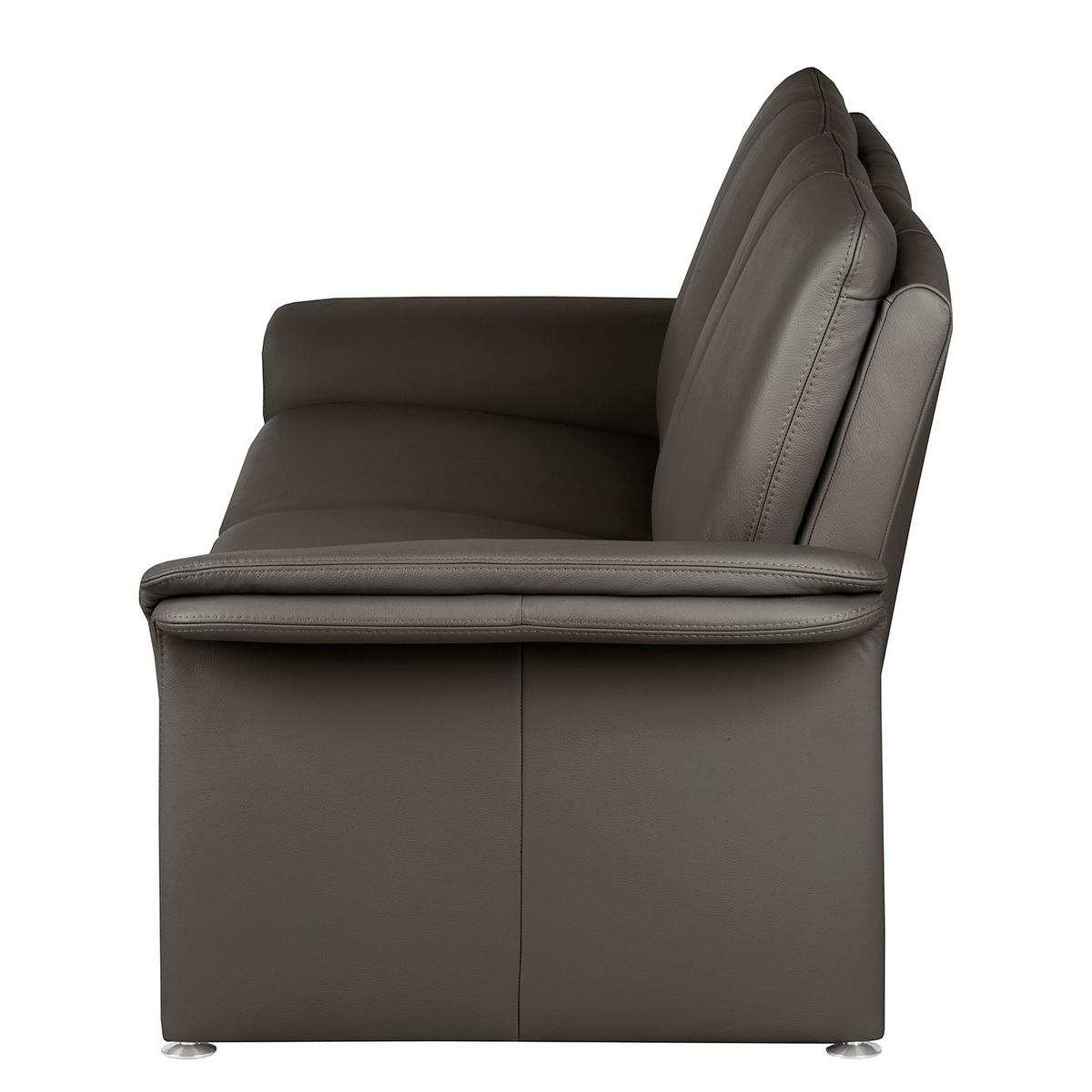 2,5-Sitzer-Sofa Comodo Echtleder Dunkelbraun B: 197cm - Dunkelbraun/Silberfarben, Design, Leder (197/90/88cm) - Livetastic