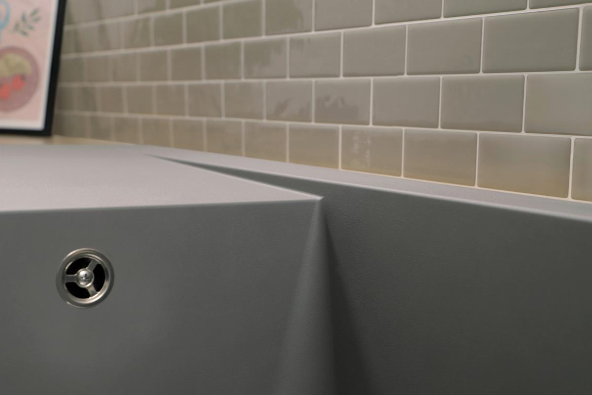 SPÜLE Betongrau B: 100cm - Grau, Trend, Glas/Kunststoff (100/19,8/50cm) - Respekta